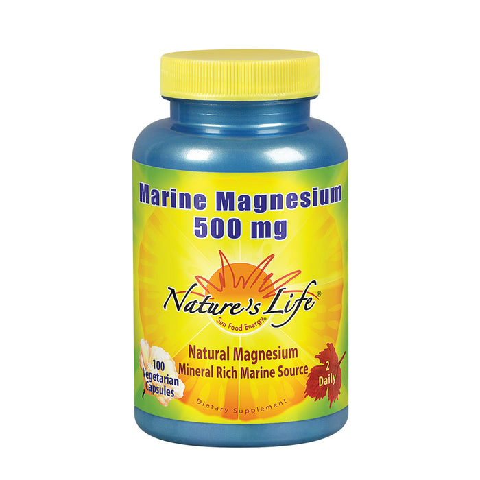 Nature's Life Marine Magnesium 500mg | Healthy Digestion & Regularity Formula With Magnesium Hydroxide From Northern Sea Waters | 100 Vegetarian Caps