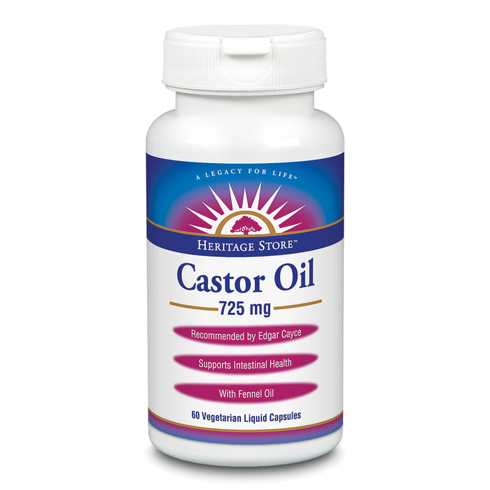 Heritage Store Castor Oil 725 mg | Healthy Intestinal Balance & Digestion Support | With Fennel Oil | 60 Caps