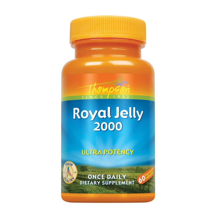 Thompson Royal Jelly Ultra Potency, 2000 Mg | Protein-Based Bee Product | Natural Source of Trace Vitamins & Minerals | 60 Vegetarian Capsules