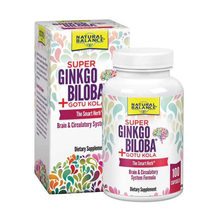 Natural Balance Super Ginkgo Biloba Plus | Brain & Circulation Formula to Help Support Focus, Memory & Blood Flow | With Gotu Kola | 100ct, 50 Serv.