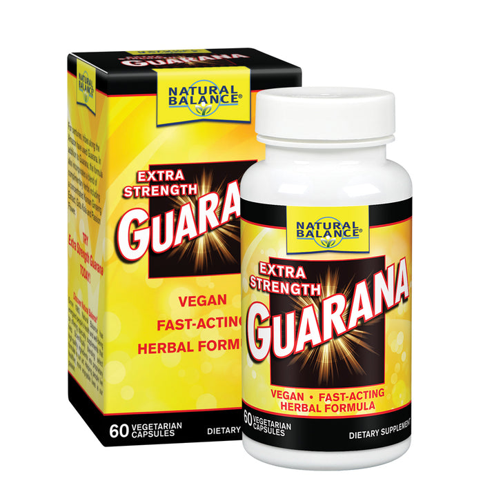 Natural Balance Extra Strength Guarana Supplement | Energy & Metabolism Formula with Korean Ginseng, Gotu Kola & Passion Flower | Vegan | 60 VegCaps