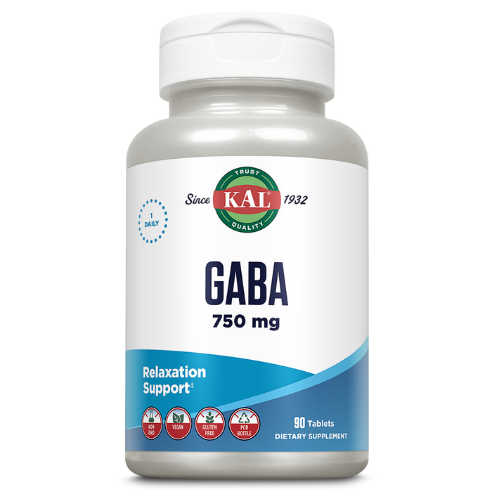 KAL GABA Supplement, GABA Supplements, Vegan, Non-GMO, Gluten Free, Lab Verified, 90 Servings, 90 Tablets