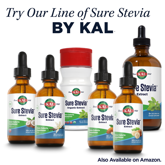 KAL Sure Stevia Extract, Organic Stevia Powder, Low Carb, Zero Calorie Sweetener, Keto Friendly, Great Taste, Low Glycemic, Vegan, Gluten Free, No Fillers, 60-Day Guarantee ( Approx. 690 Servings, 1.3oz)