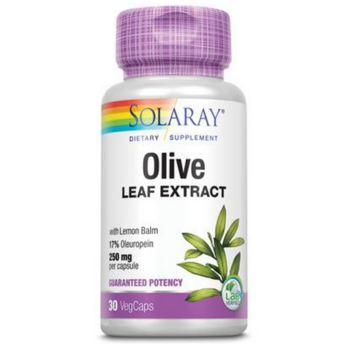 Solaray Guaranteed Potency Olive Leaf Extract, Veg Cap (Btl-Plastic) 250mg | 30ct