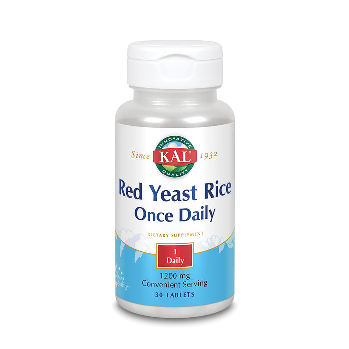 KAL Red Yeast Rice Once Daily 1200mg. Capsules | With Unsaturated Fatty Acids, Amino Acids & Phytonutrients | Rapid Disintegration | 30 Tablets