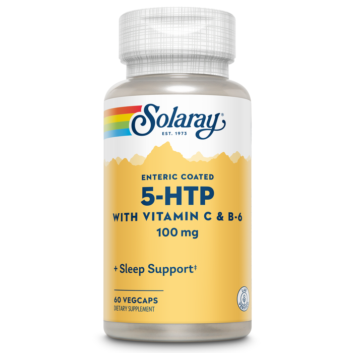 Solaray 5 HTP Supplement with Vitamin C & B-6 - Sleep Supplement and Serotonin Synthesis Support - Lab Verified, 60-Day Money-Back Guarantee - 60 Servings, 60 Enteric Coated VegCaps