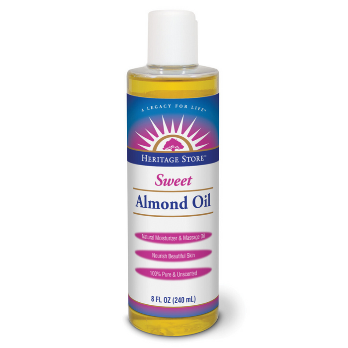 HERITAGE STORE Sweet Almond Oil with Vitamin E, Unscented (Btl-Plastic) | 8oz