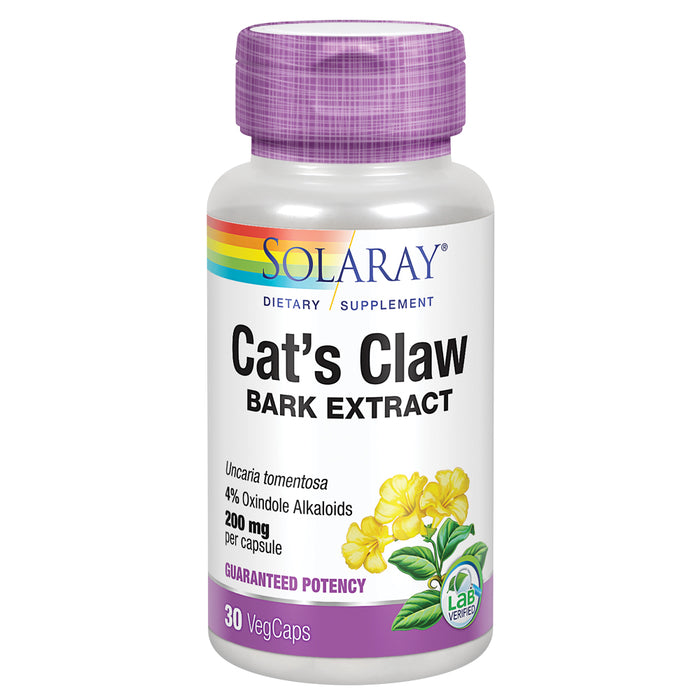 Solaray Cats Claw Bark Extract 200mg | 4% Oxindole Alkaloids | Healthy Immune & Joint Function Support | 30 VegCaps