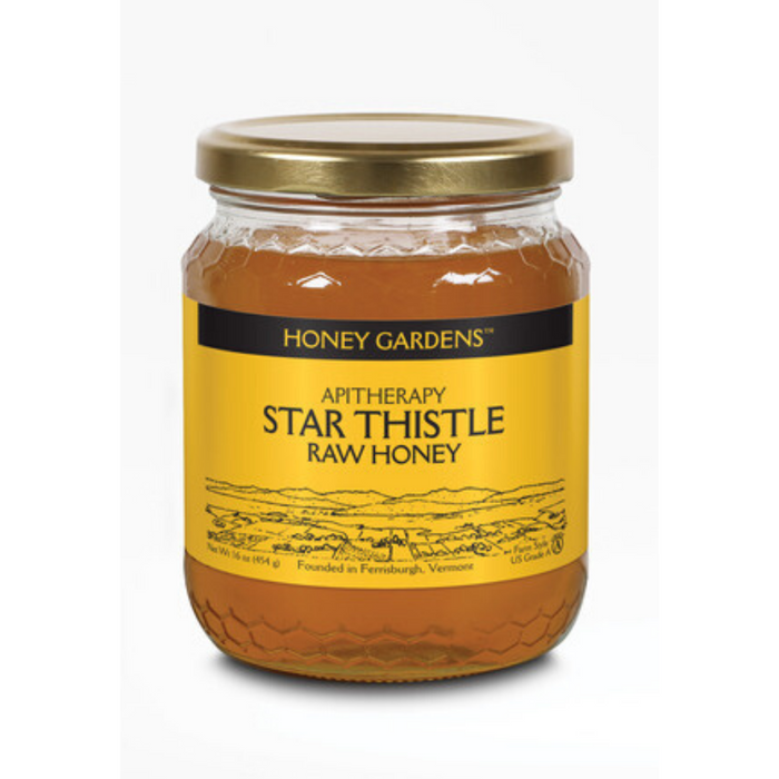 Honey Gardens Raw honey, Star Thistle Raw, Honey, Natural (Btl-Glass) | 1lb