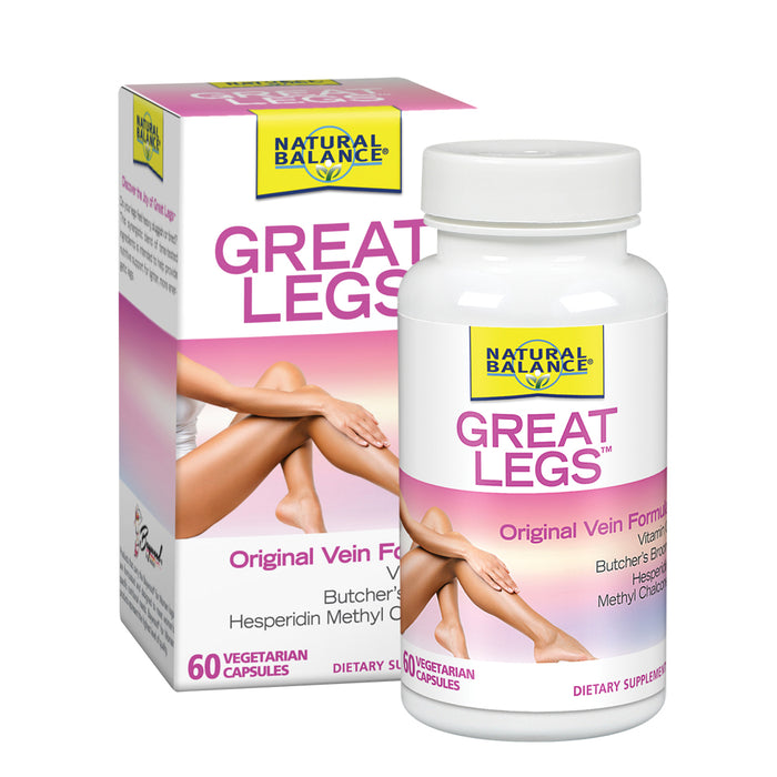 Natural Balance Great Legs Vein Formula | Healthy Vein & Circulation Support | W/ Vitamin C, Butchers Broom & Hesperidin | Lab Verified | 60 VegCaps
