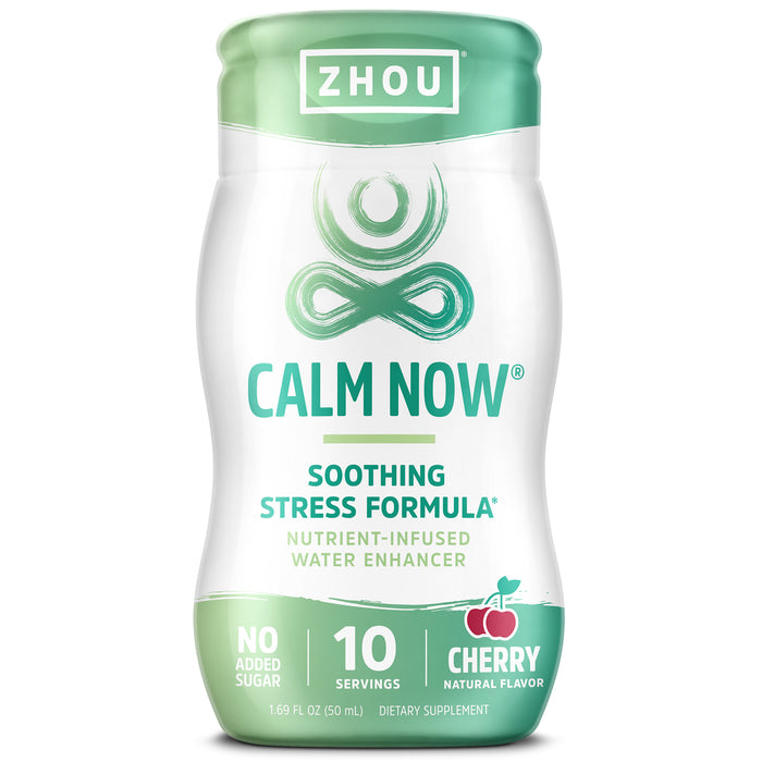 Zhou CALM NOW Water Enhancer Soothing Stress Support Supplement | Help Keep Busy Minds Relaxed, Focused & Positive | 1.69 fl oz, 10 Servings