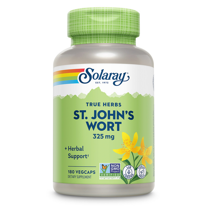 Solaray St John’s Wort 325 mg Whole Aerial - Health and Mood Support Supplement - 60-Day Money Back Guarantee - Non-GMO, Vegan, Lab Verified