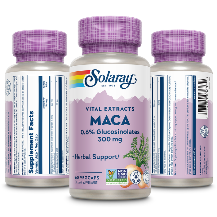 Solaray Maca Root Extract 300 mg | Healthy Balance, Energy, Vitality & Libido Support | Non-GMO | 60 VegCaps