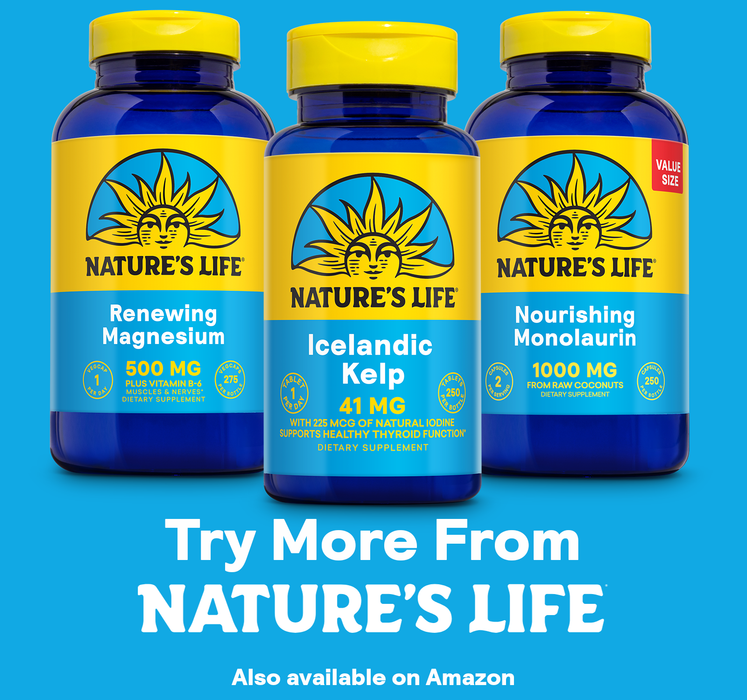 Nature's Life Icelandic Kelp 41 mg - Sea Kelp Iodine Supplement from Icelandic Seawater - Thyroid Support for Women and Men with 225mcg Natural Iodine - 60-Day Guarantee, 250 Servings, 250 Tablets