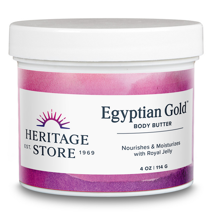 Heritage Store Egyptian Gold Body Butter, Body Moisturizer for Dry Skin Care, Nourishes and Hydrates with Royal Jelly, Castor Oil, Black Seed Oil, Frankincense, Natural Honey and Propolis, 4oz